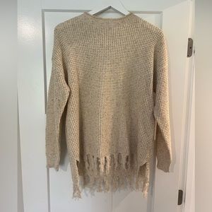 Cute Oatmeal, Fringe Sweater!